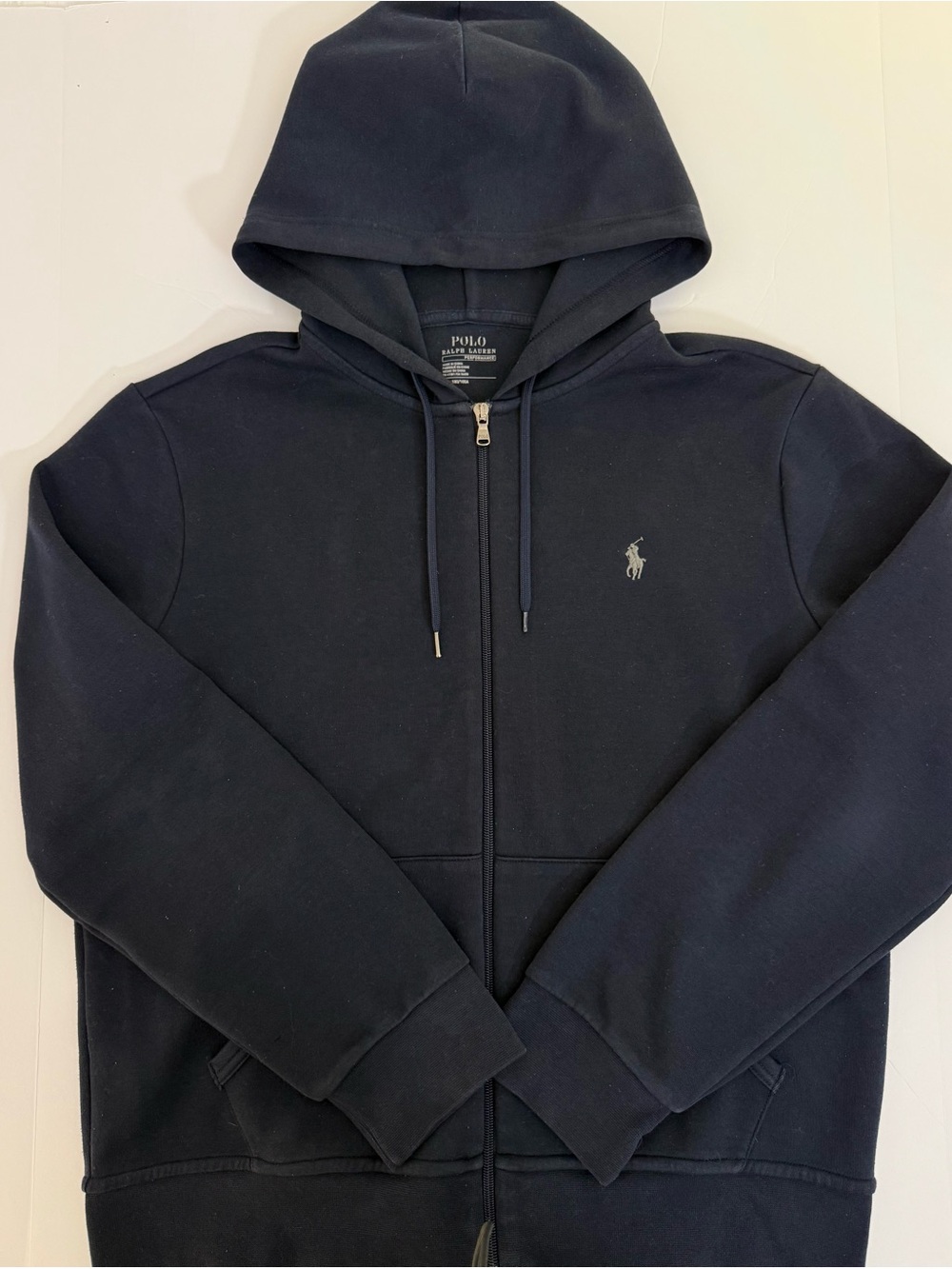 Polo Ralph Lauren Navy Double Knit Performance Full Zip Hoodie Men’s Large